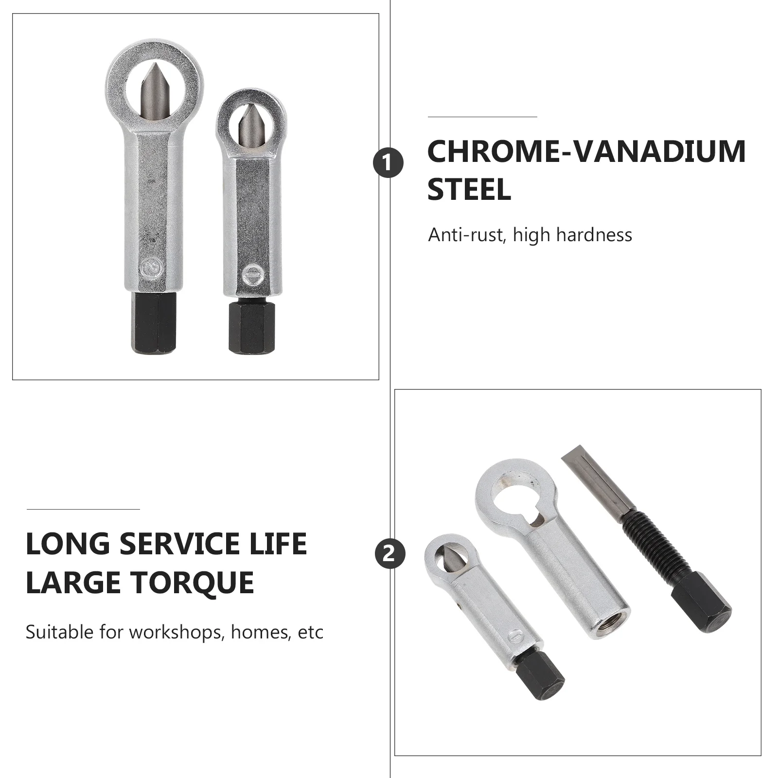 2 قطعة الجوز الفاصل مصقول مرآة سطح الثقيلة الجوز مزيل النازع أداة لورشة المكسرات التالفة الصدأ