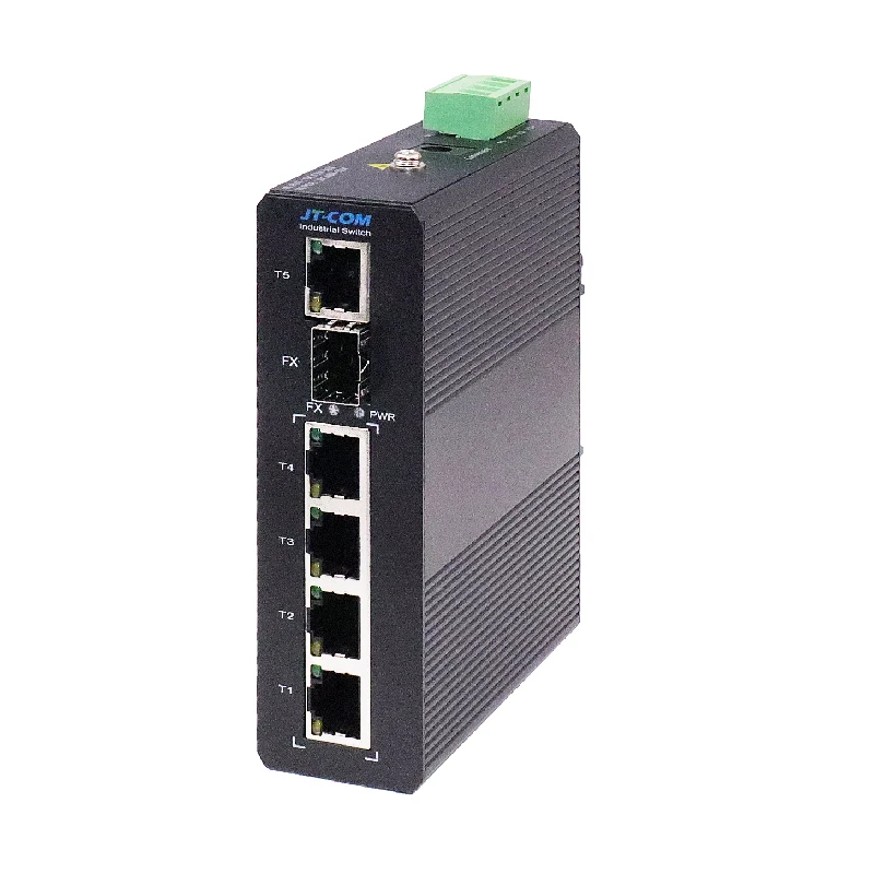 Conmutador de grado industrial gigabit SFP de 6 puertos, plug and play. 1 puertos SFP de 1000 Mbps + puertos RJ45 de 5*1000 Mbps