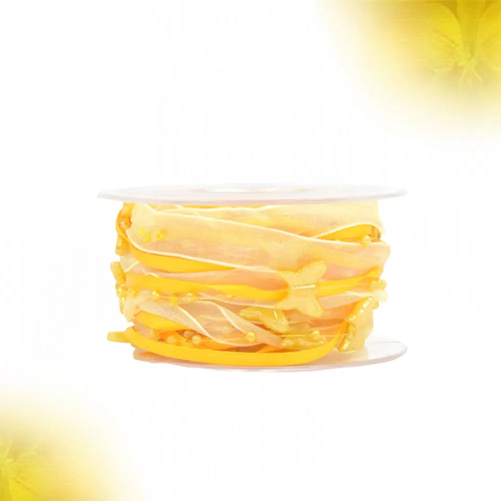 

1 Roll 5M Christmas Bead Ribbon Plastic Beads Garland Band For Wedding Party Tree Decoration Diy Gift Supplies Yellow Reusable