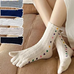 Five Finger Socks Women'S Pure Cotton Five Toe Socks Sweat Absorbing Mid Tube Split Toe Socks Winter Warm Toes Sock For women