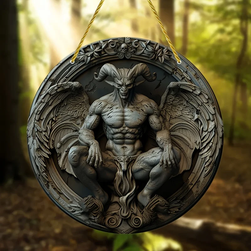 Gargoyle Suncatcher-Round Acrylic Wall Art, Stained Glass-Style Window Hanging,Home&Bedroom Decor,Ideal Gift For Family,Friends