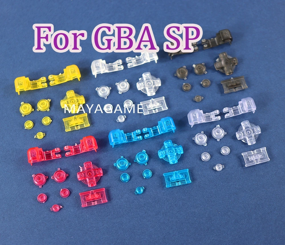 

40sets Clear Plastic Full Button Set For GBA SP A B Select Start Power On Off L R Buttons D Pad Transparent