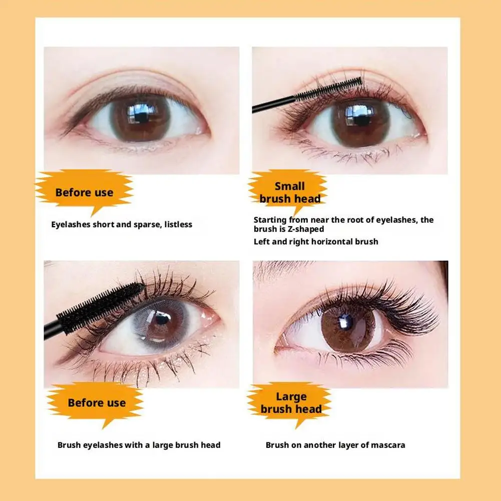 Rímel preto de duas cabeças, à prova d'água, longa duração, ondulação, não mancha, escova ultrafina, alonga os cílios, maquiagem de secagem rápida