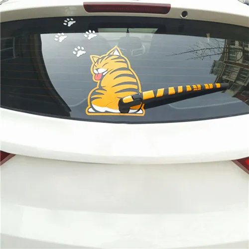 Funny Cat Moving Tail Stickers Window Wiper Decals Rear Windshield Decor Sticker