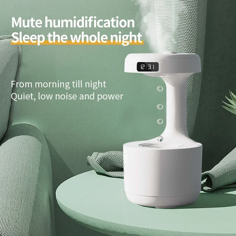 New Air Humidifier Anti-Gravity Funny Water Droplets Ultrasonic Cool Mist Maker Fogger Diffuser with LED Display Home Office