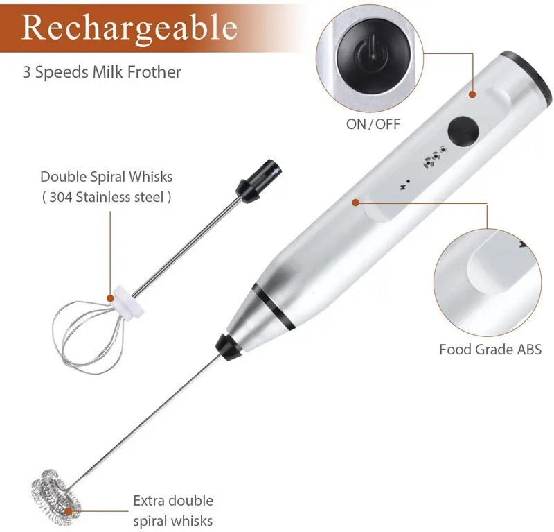 Mini montalatte portatile frullatore portatile senza fili con frullatore elettrico USB per caffettiera per Cappuccino schiuma di latte