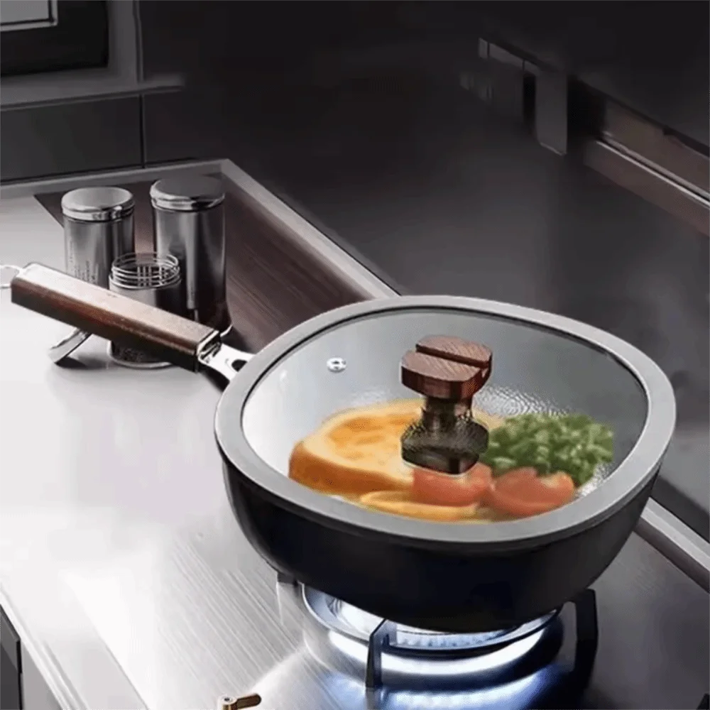 

Прочная квадратная сковорода из чугуна без покрытия, с плоским дном, мини-кастрюля для жарки с прозрачной крышкой, для приготовления пищи, для шеф-повара