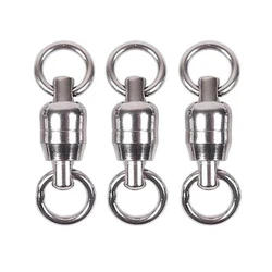 20pcs/lot AS Heavy Duty Both Ends Strength Ball Bearing Rolling Swivel Stainless Steel Solid Ring Fishing Accessories