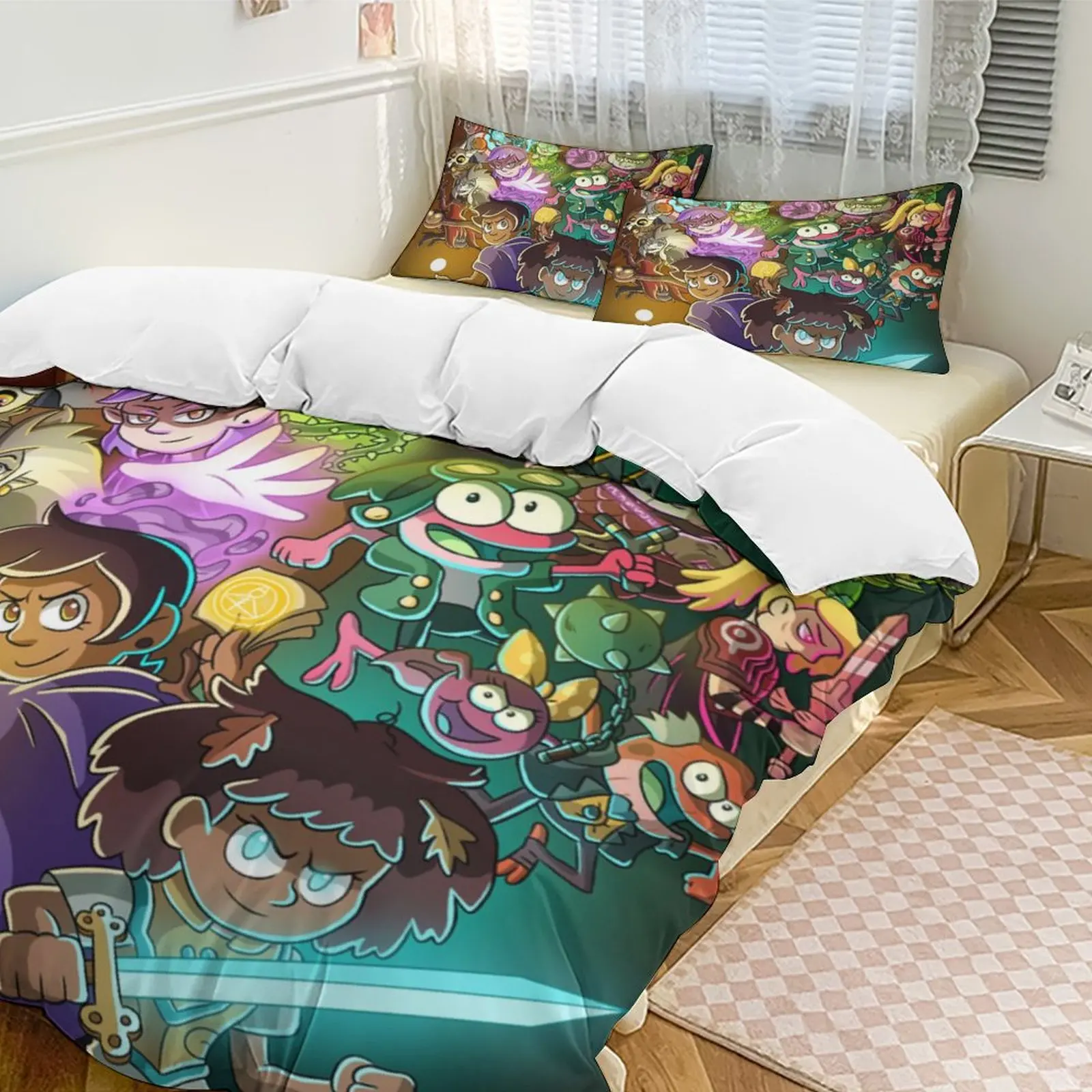 The Owl House X Amphibia Bedding Set Quilt Disney Duvet Cover Comforter Pillow Case Bedclothes Children Kid Boy Bed Bedroom Sets