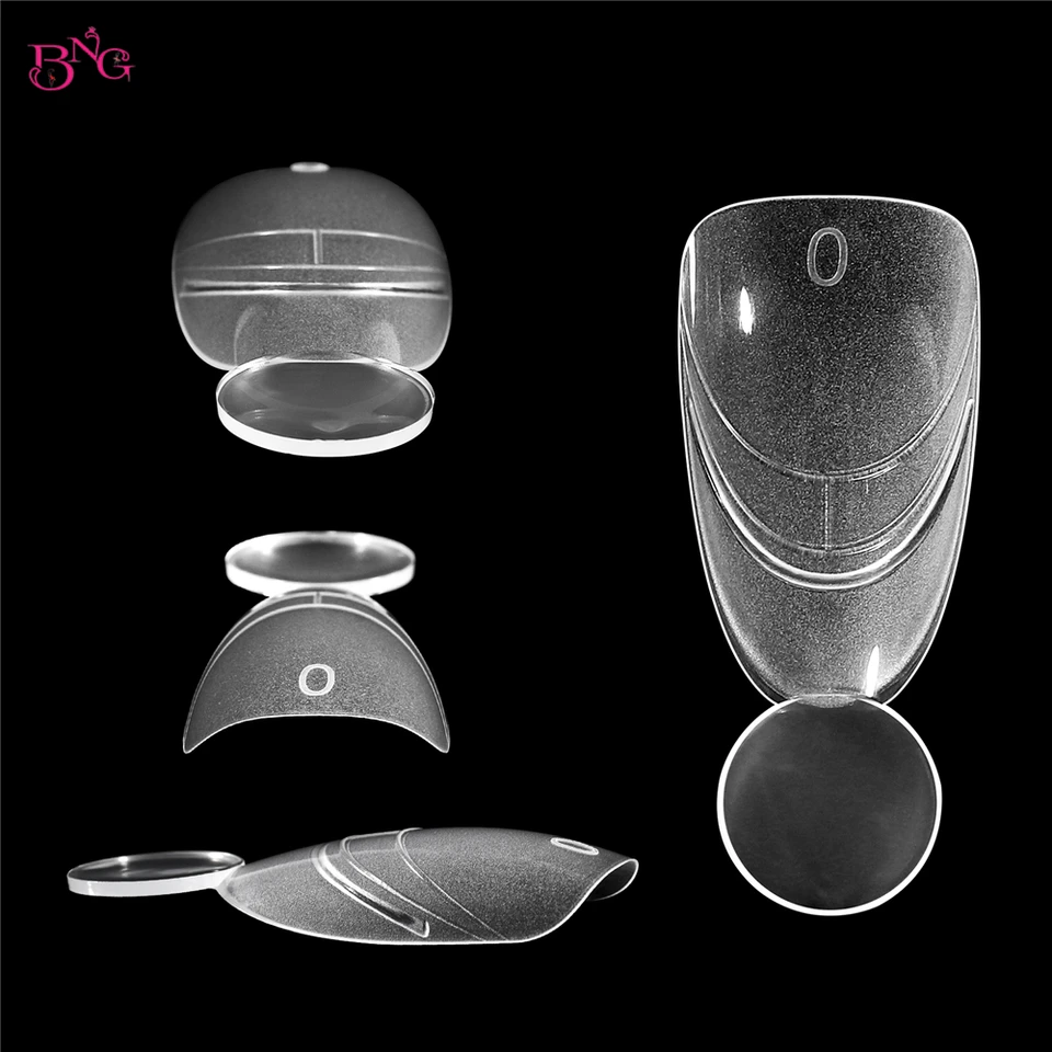 BNG nuevos moldes dobles mate con línea francesa, cubierta completa, 140 piezas en 14 tamaños, para extensión de uñas con gel UV o acrílico 2