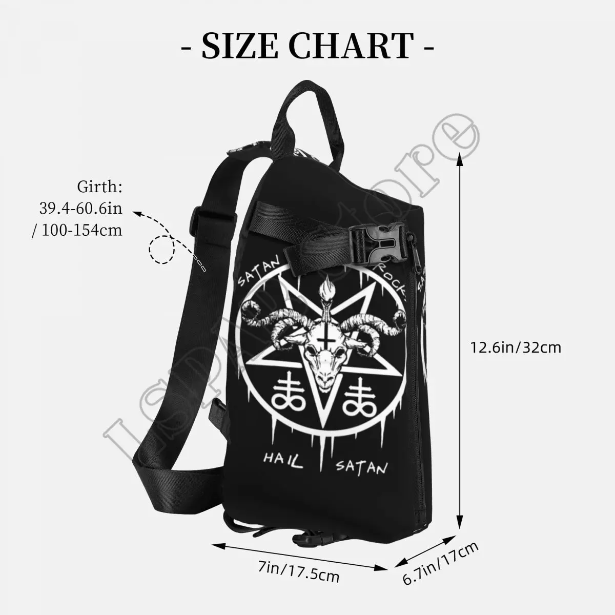 Bolso de pecho oculto satánico para hombres, bandolera gráfica de ocultación satánica, Bolso pequeño para escuela estética, bolso de viaje para