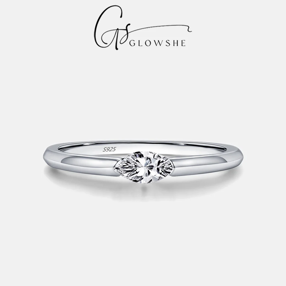 

Кольцо Glowshe из 100% стерлингового серебра 925 пробы с кубическим цирконием, гипоаллергенное, минималистичное, изысканное ювелирное изделие для свадьбы и помолвки