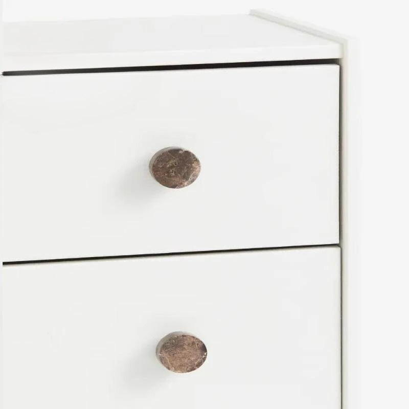 French Round High-End Marble Cabinet Pull, Luxury Wardrobe Door Handle, Designer Retro Travertine Knob