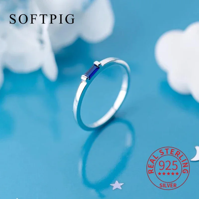 

SOFTPIG Реальный 925 Стерлинговое серебро прямоугольная искусственная кожа для модных женщин ювелирные изделия классические минималистичные аксессуары подарок