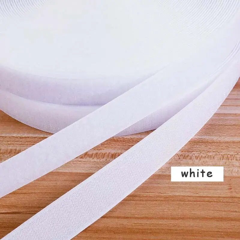 25Meter Reusable Magic Nylon Strip Household Hook and Loop Non-Adhesive Fastener Tape DIY Sewing Accessories 20/25/30/50mm white