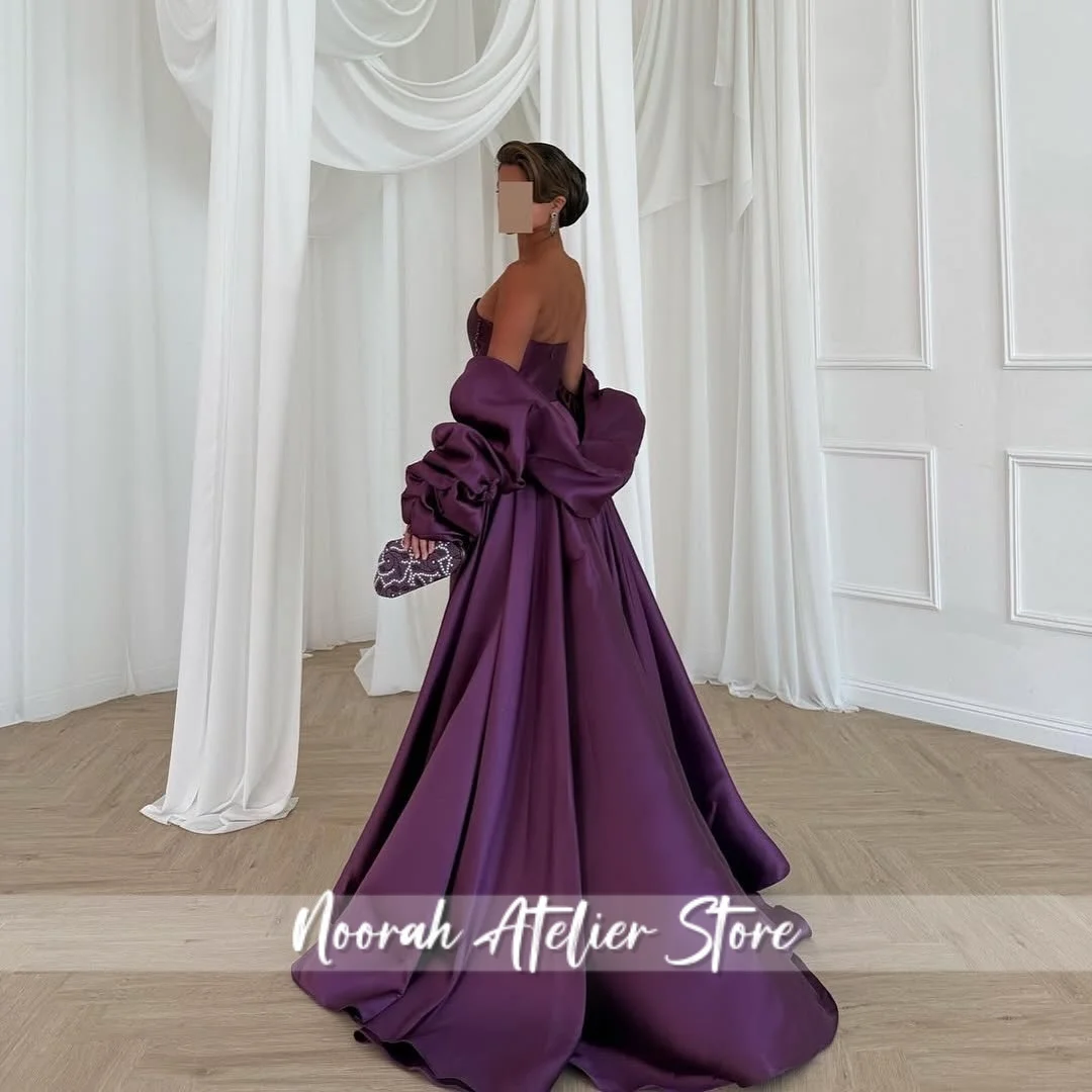 New Luxury Purple Evening Dresses With Long Sleeves For Women Strapless Corset Aline Party Gown Robes De Soiree Customized
