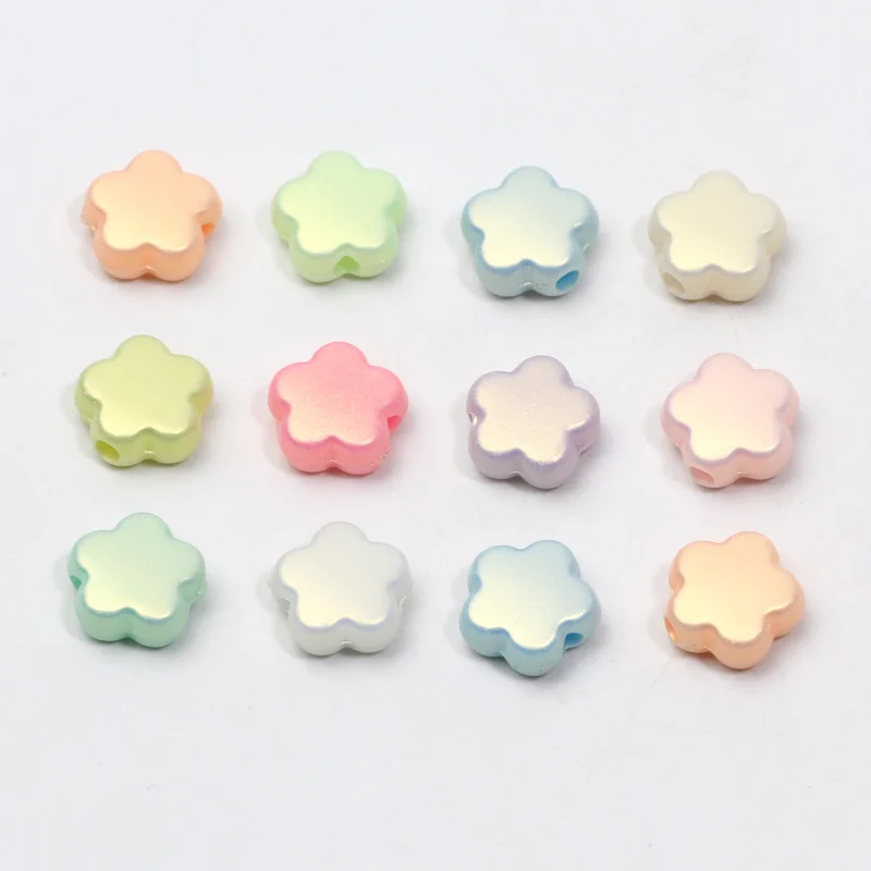 100pcs 10mm Spring Color Acrylic Flower Beads Loose Spacer Beads For Jewelry Making Diy Necklace Bracelet Keychain Accessories