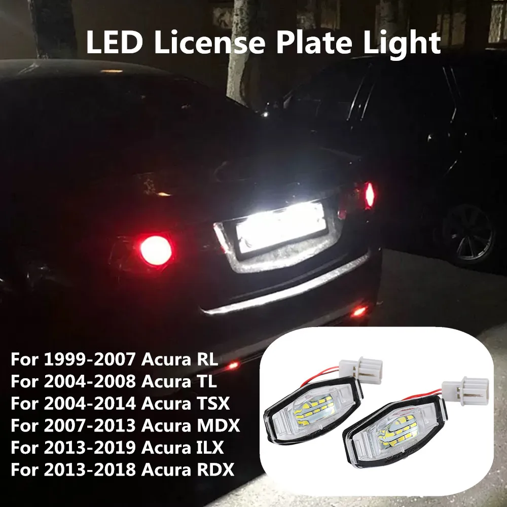 2 bombillas LED blancas sin errores para matrícula de coche, accesorios para Acura TL TSX MDX RDX ILX RL Honda Accord Civic Odyssey