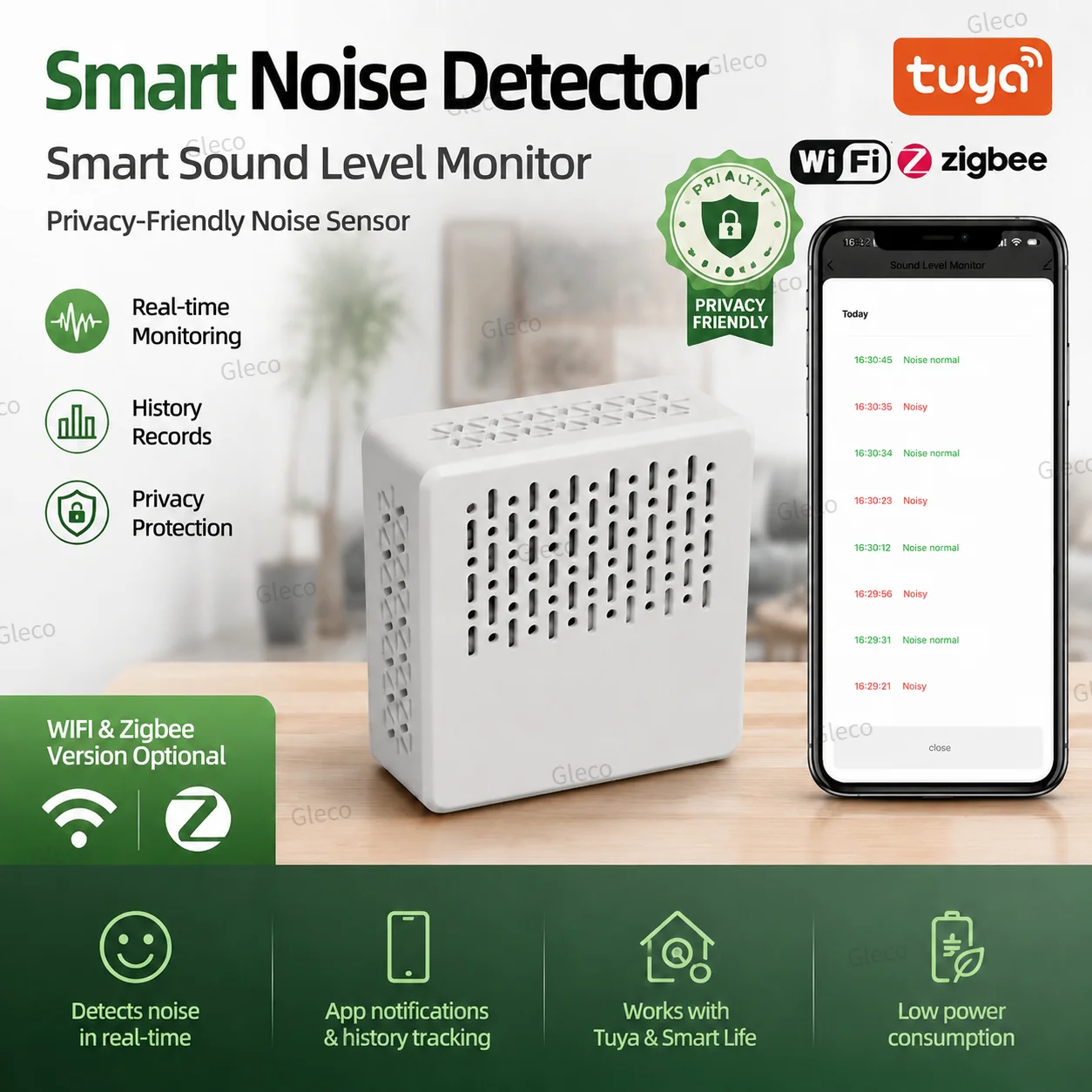 Wifi/Zigbee Geräuschpegelmesser Tuya Smart Life Schallpegelsensor Umweltgeräuschdetektor Tester für Smart Home Automatisierung