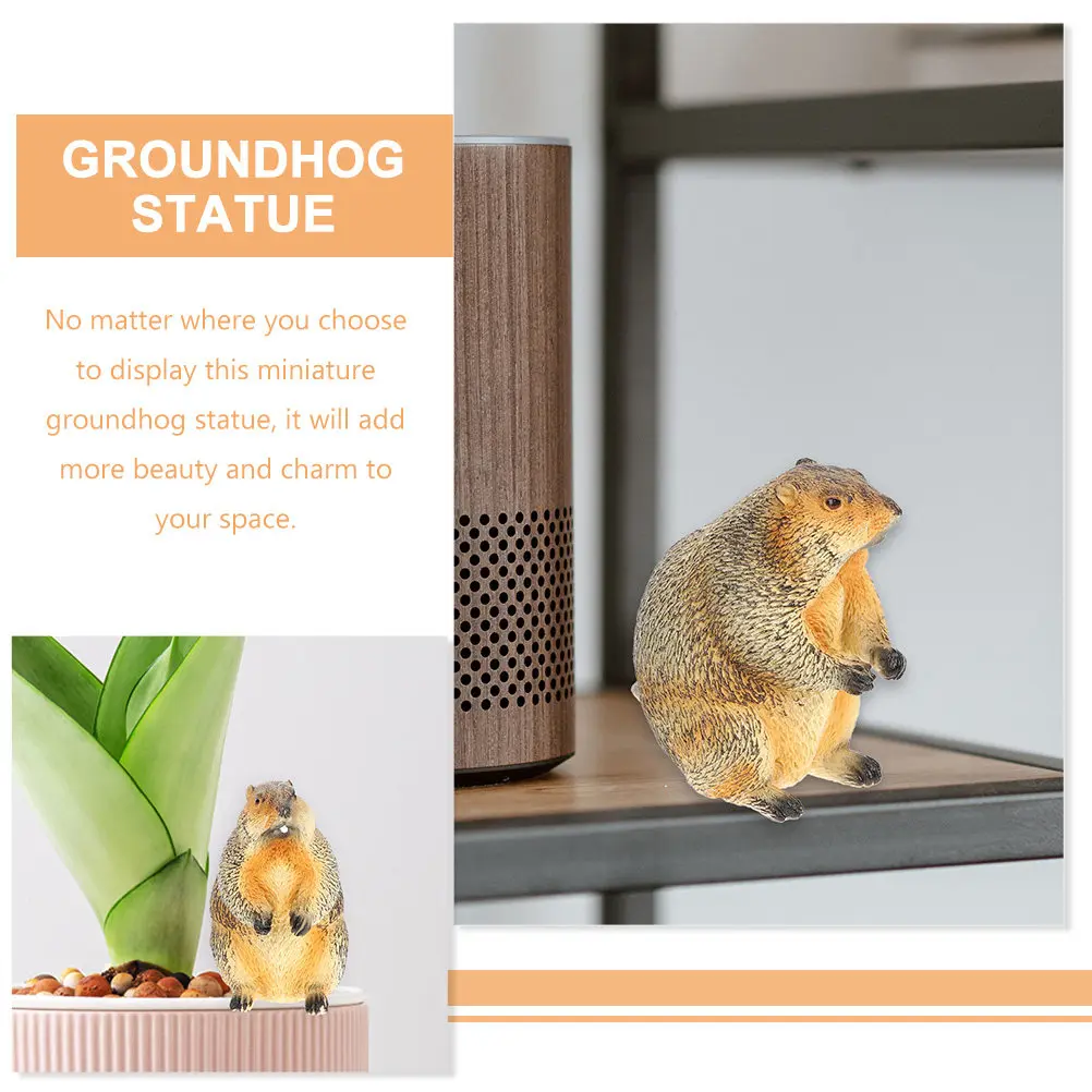 

3Pcs Groundhog Statue Miniature Small Animal Desktop Decoration Simulation Wildlife Sculpture Ornamental Garden Office Decor
