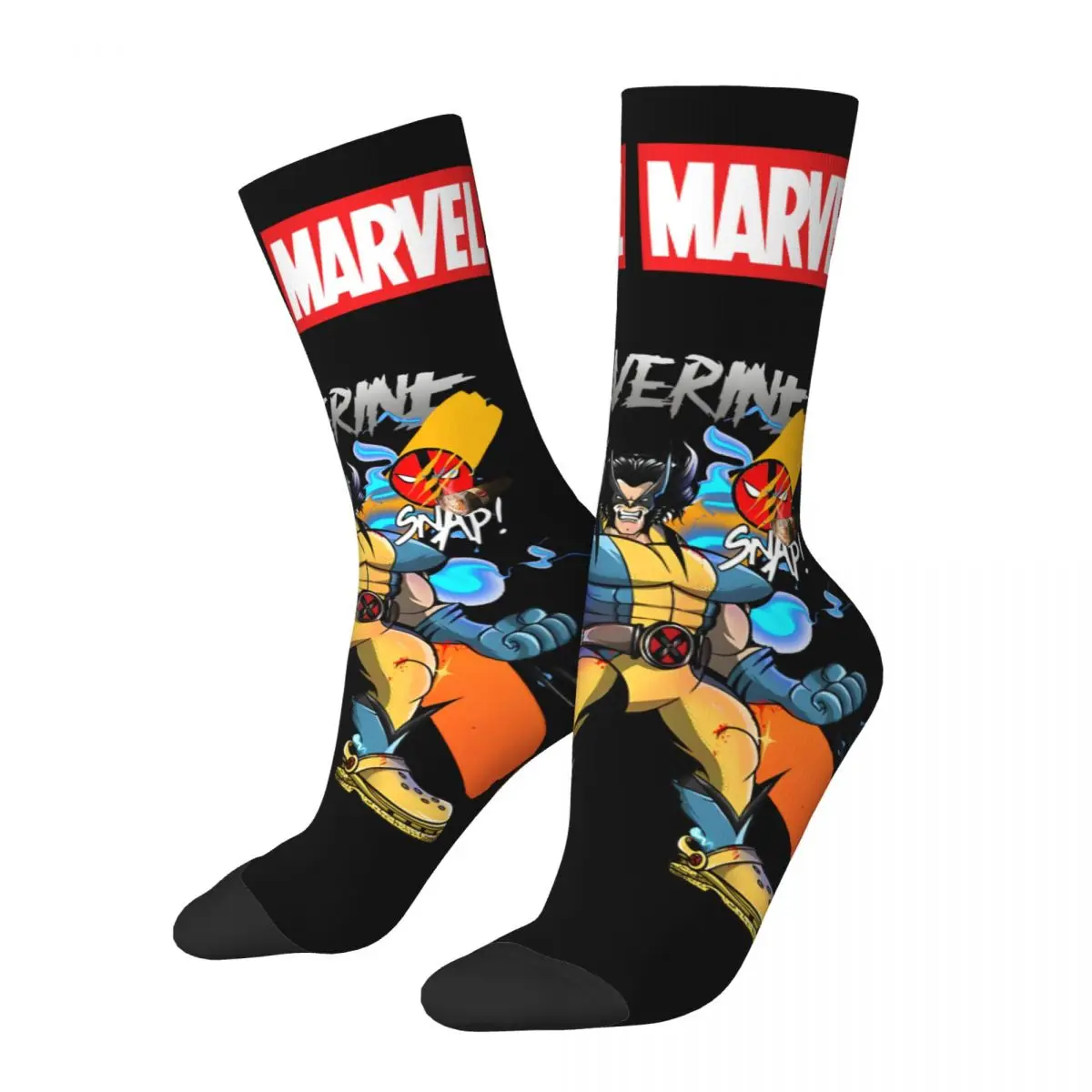 WOLVERINE Crazy Men's compression Socks Unisex Marvel X-man Deadpool & Wolverine Harajuku Seamless Printed Novelty Crew Sock