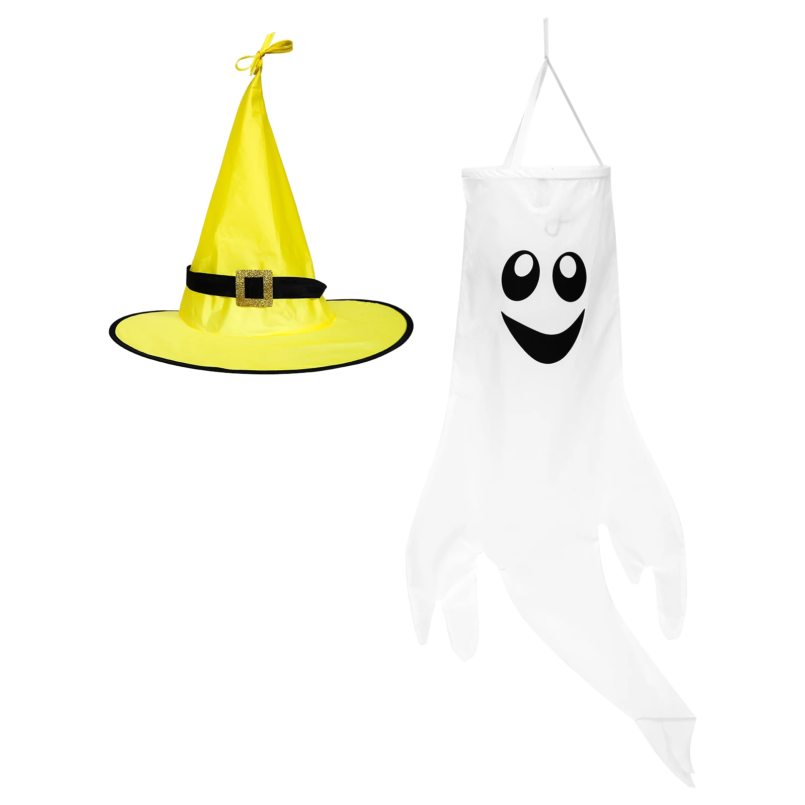 

1pc Luminous Ghost Windsock Halloween Decorative Wind Direction Indicator Durable Lightweight Hanging Adornment For Garden