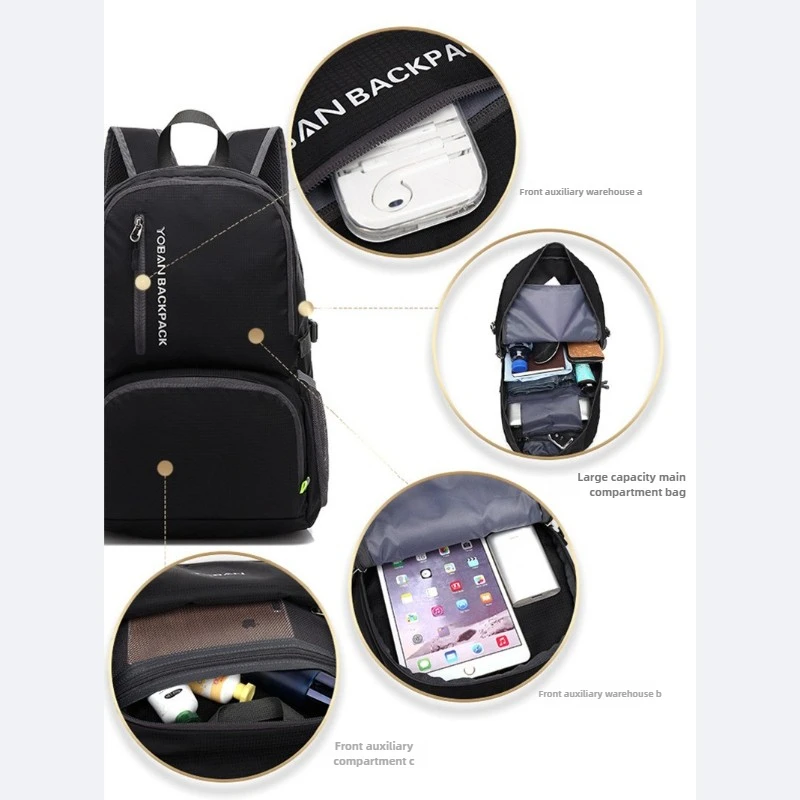 حقيبة ظهر رياضية للسفر ذات سعة كبيرة قابلة للطي للمشي لمسافات طويلة في الهواء الطلق حقيبة تسلق الجبال مقاومة للماء