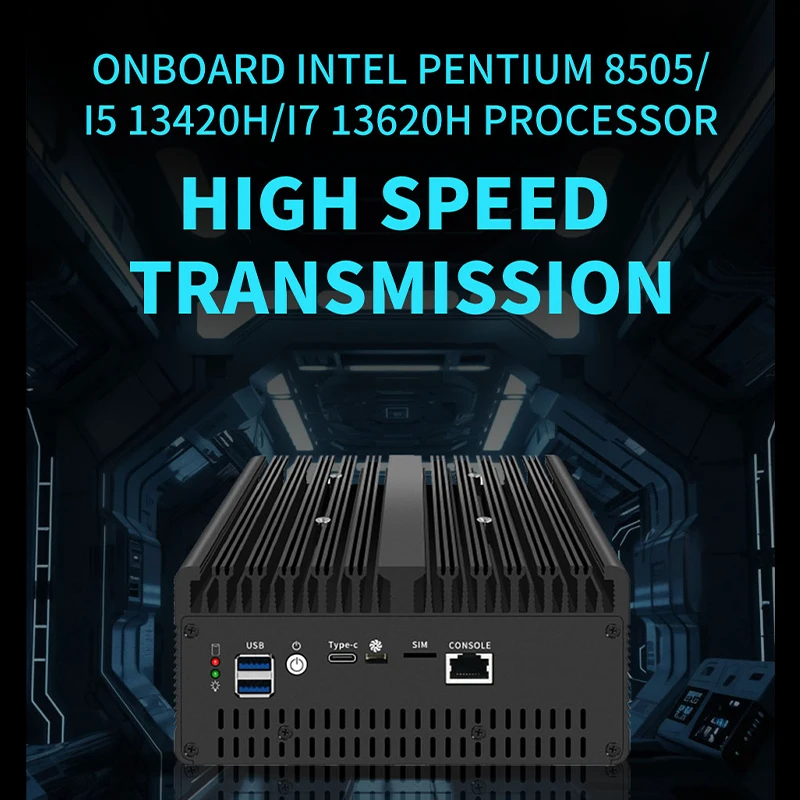 جهاز كمبيوتر صغير بدون مروحة 4x2.5G LAN + 4x1G SFP Intel i7 13620H i5 13420H 8505U 2 * DDR5 NVMe جهاز توجيه الكمبيوتر الصناعي PfSense