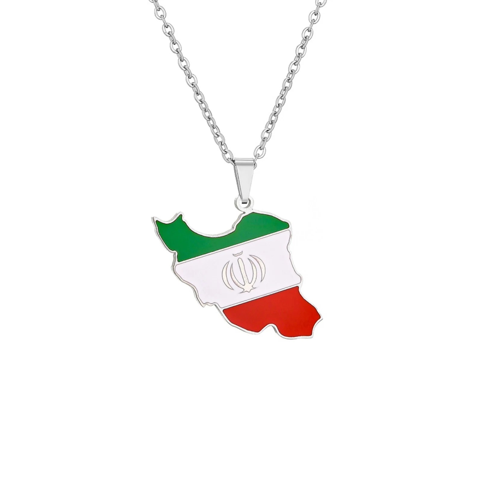Iran-Karten-Anhänger-Halskette für Damen und Herren, Edelstahlschmuck, ethnisches patriotisches Geschenk – Detail 2