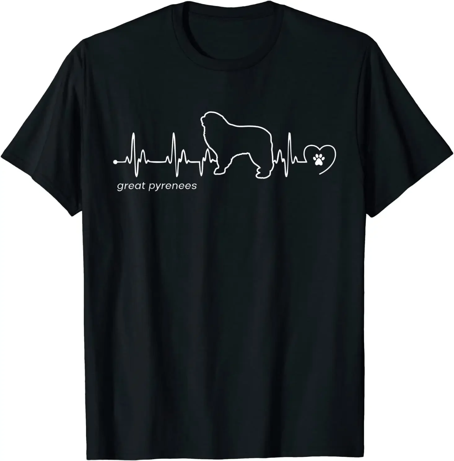 

Great Pyrenees Heart Beat Dog Lovers Gift T-Shirt 100% Cotton O-Neck Summer Short Sleeve Casual Mens T-shirt Size S-3XL
