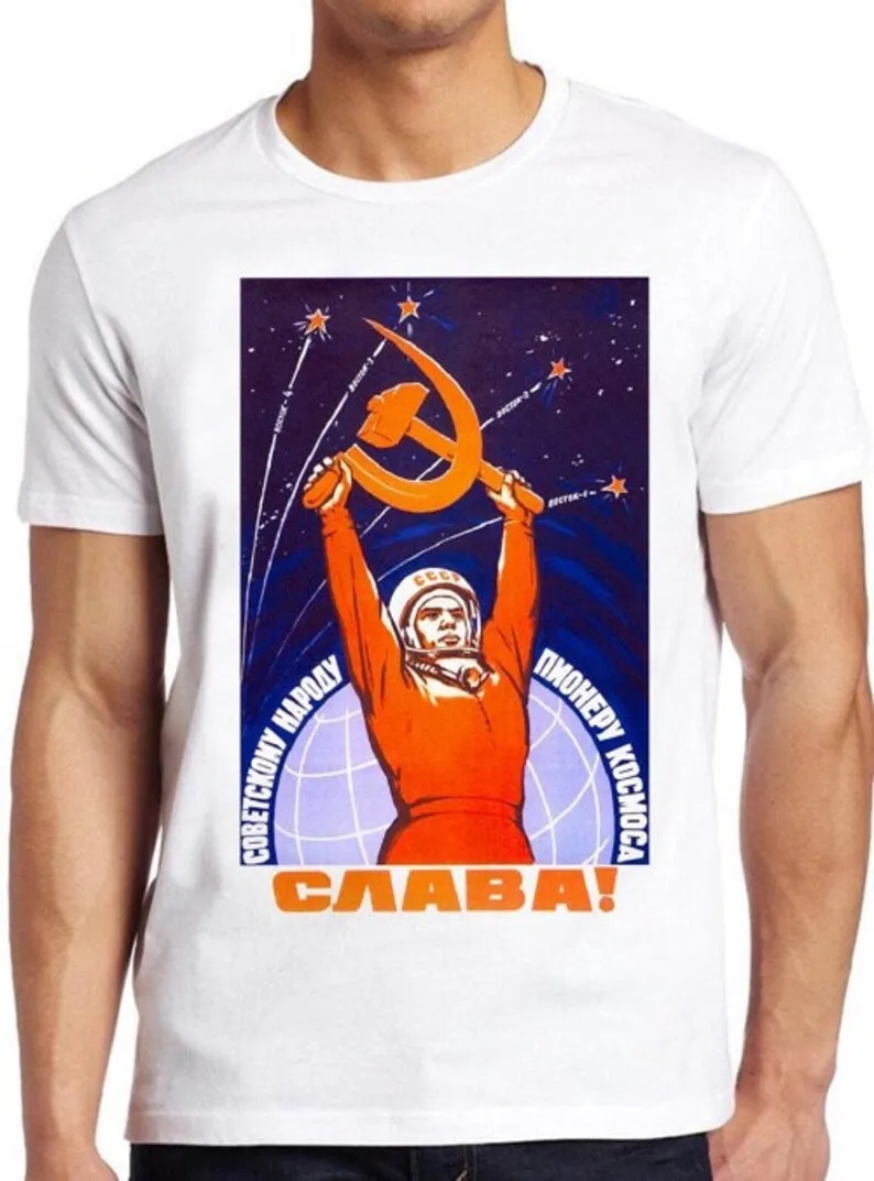 

Soviet Astronaut T Shirt USSR Propaganda Space Retro Cool Gift Tee 331