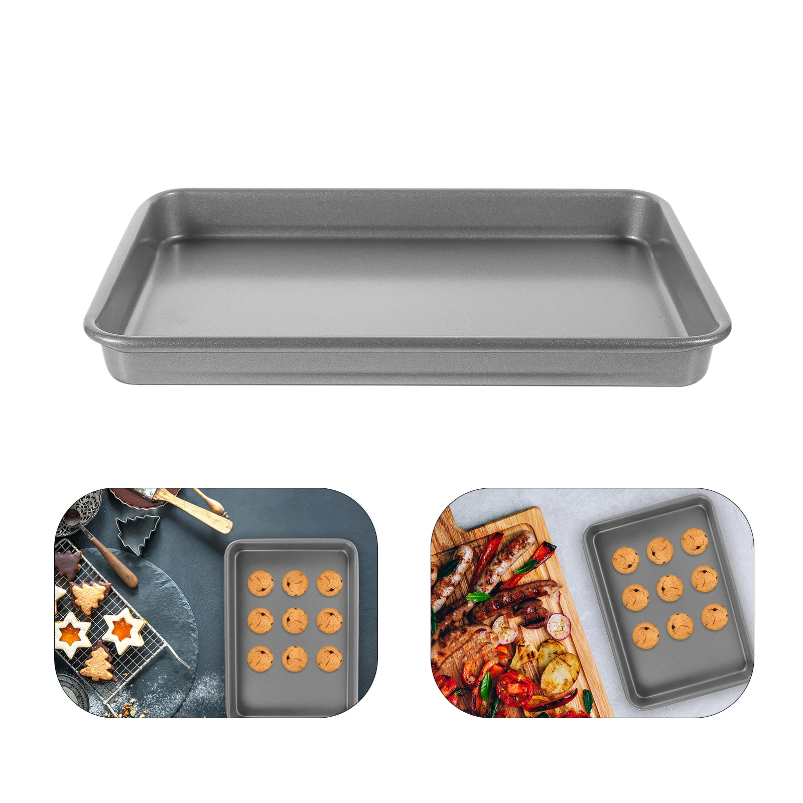 

Rectangular Baking Pan 9X13 Inch Non-Stick Carbon Steel Tray For Brownie Cake Cookie Roasting Oven Safe Reusable Kitchen
