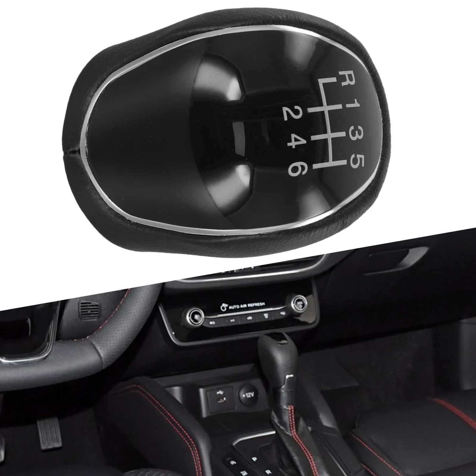 Gear Knob For Ford 6 Speed Gear Shift Knob Aftermarket Replacement Enhances Driving Experience PU Leather Plastic