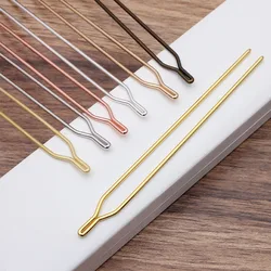 5pcs/lot 125x2mm Raw Brass Gold Color Hair Sticks Y shape Hair Pins Blank Base Setting For Women Jewelry Bulks Components
