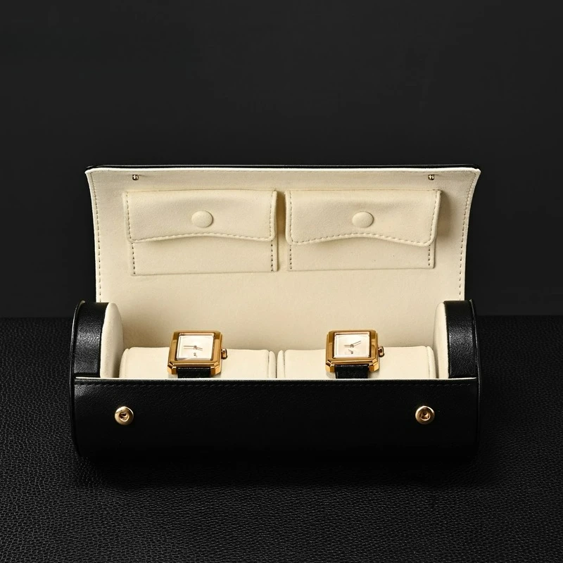 PU Leather Watch Organizer Multifunctional Dual Compartment Jewelry and Watch Portable Storage Bag