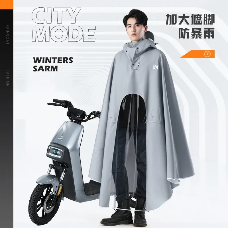 Adult Thickened Long Riding Poncho Oxford Large Single Full Body Raincoat Hooded Motorcycle Rider Raincoat for Men Rain Gear