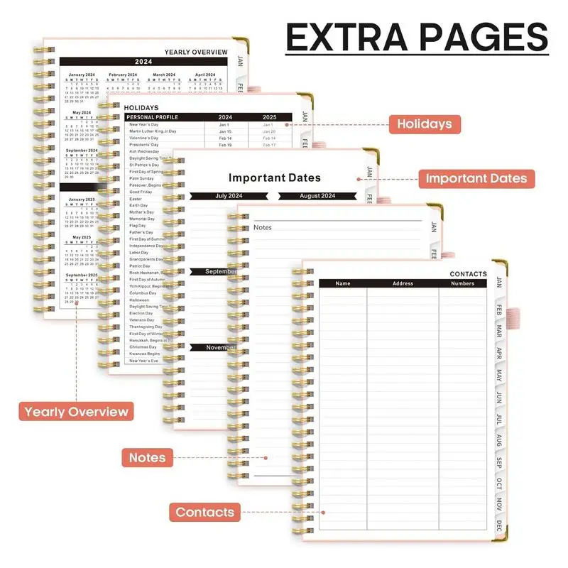 Monthly Planner Books Small Spiral Notebook Hard Cover 2024 Planner Waterproof Pocket Journal Notebooks Weekly And Monthly