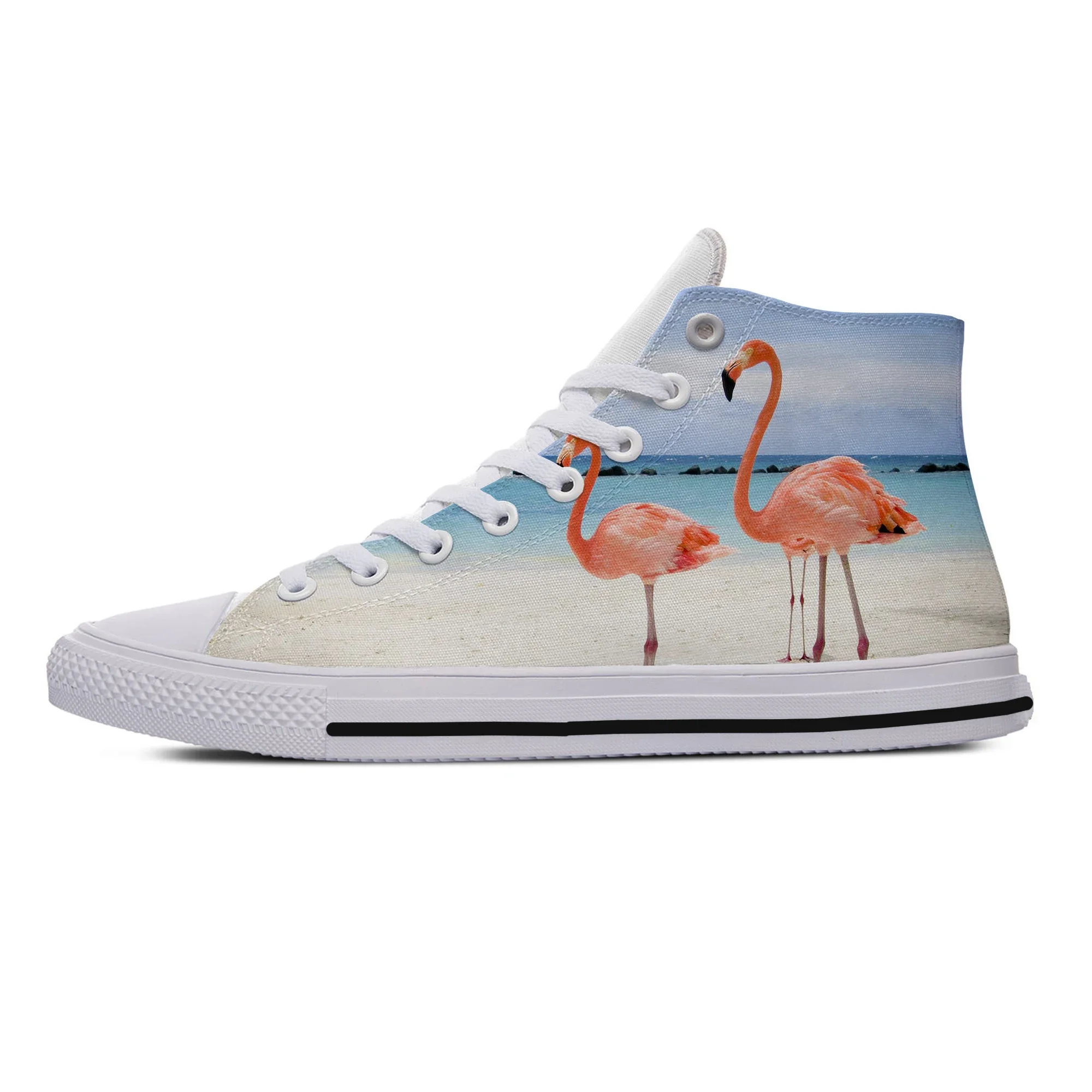 Hete Mode Vrouw Man Sneakers Casual Board Schoenen Hoge Kwaliteit Hoge Hulp Canvas Schoenen Dier Flamingo Classic High Help Schoenen