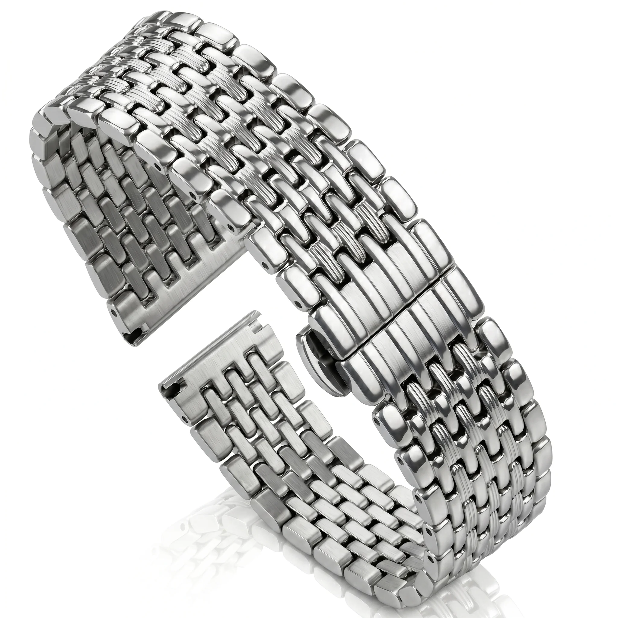 Edelstahl-Uhrenarmband, silberfarben, poliert, für Damen und Herren, 16 mm, 18 mm, 20 mm, 22 mm, Metall-Armband-Zubehör