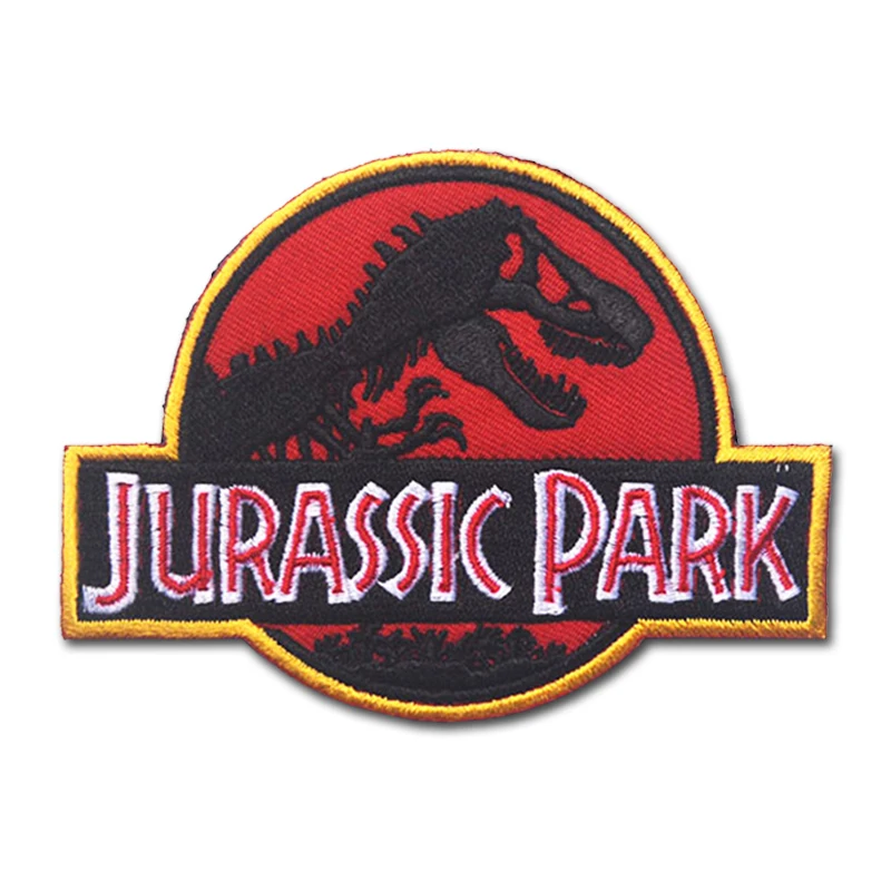 Dinosaur Jurassic Park Logo Badge Embroidery Hook and Loop Outdoor Warlock Patches Military Backpack Bag Stickers Hat Appliques