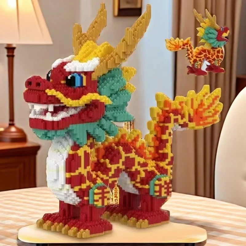 مجموعة مكعبات بناء التنين الميمون المكونة من 11267 - لغز تعليمي ثلاثي الأبعاد، مناسب للتعلم اليدوي، هدية مثالية للعطلات #5