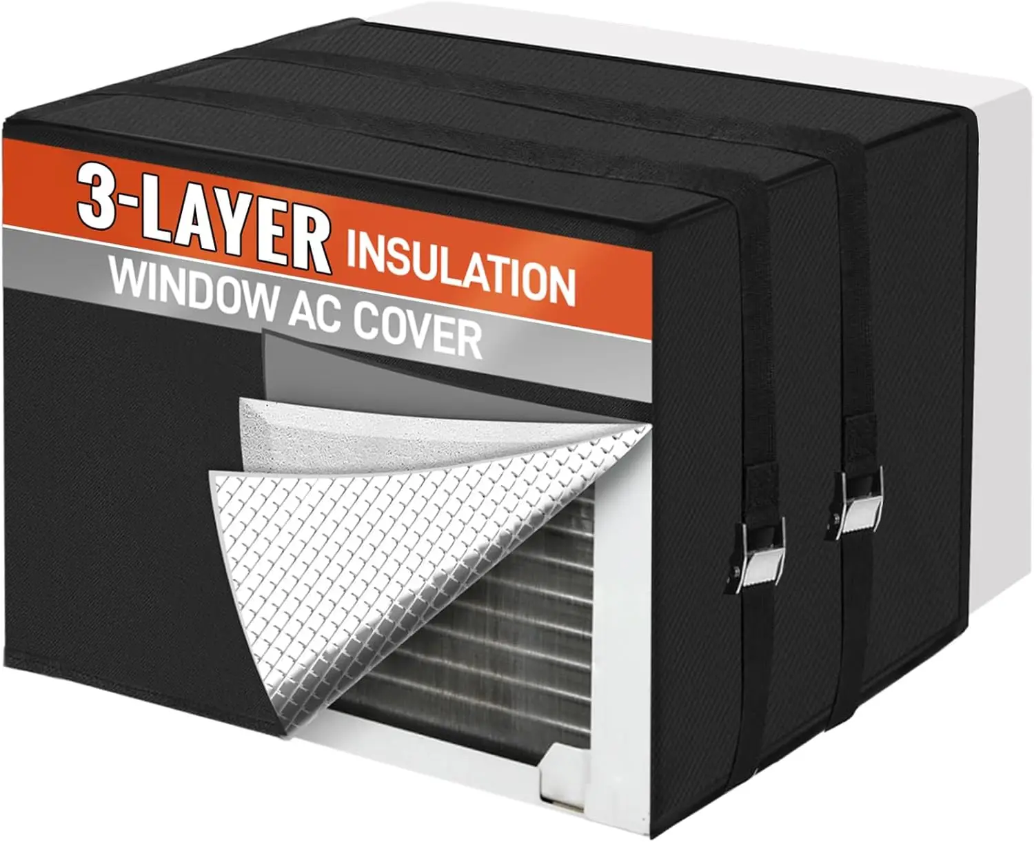 

Outdoor AC Unit Cover for Winter Protection, Waterproof & Snowproof with 3-Layer Insulation, Black, 21"W x 15"H x 16"D