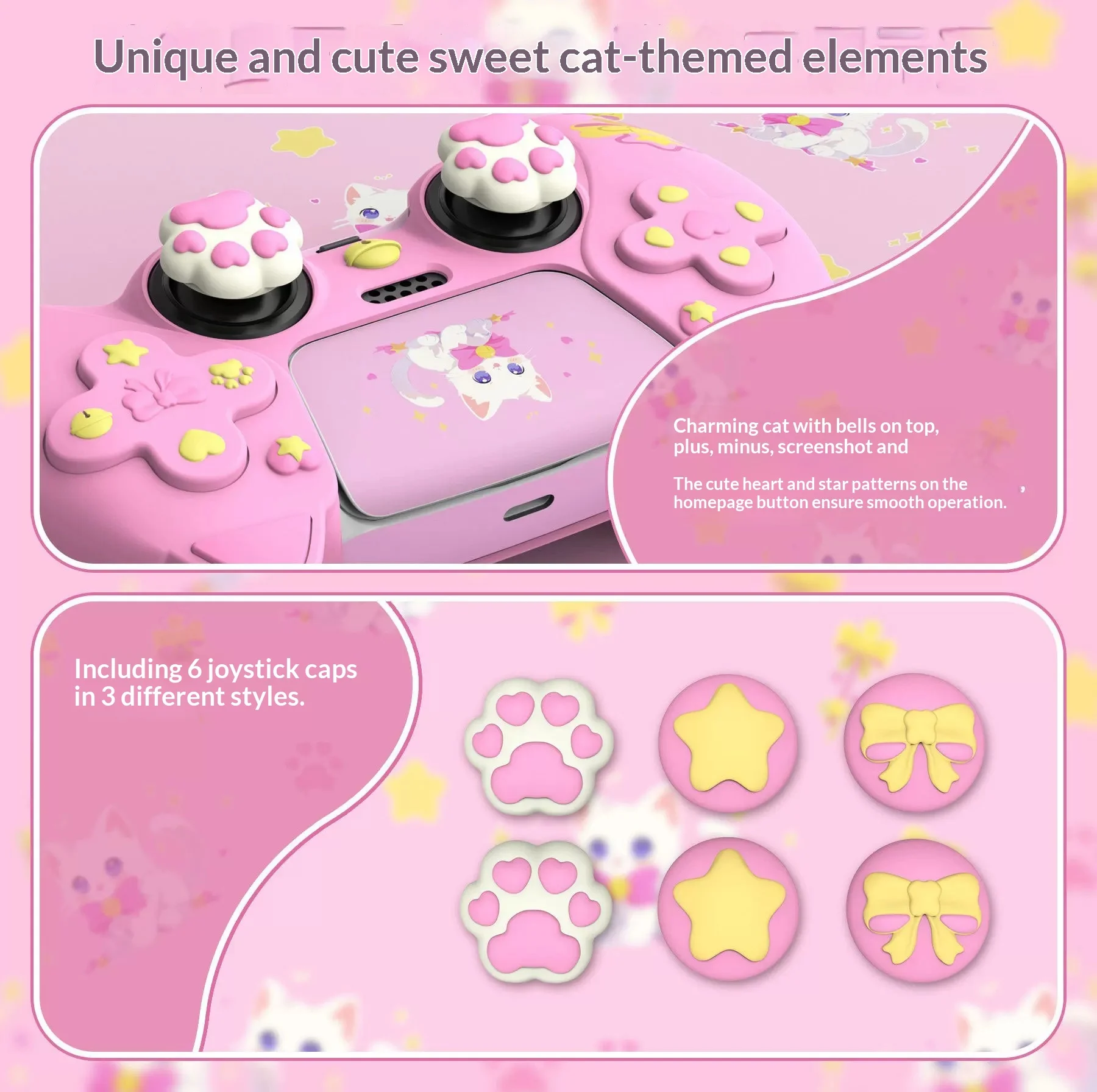 PlayVital Sweetheart Cat Handle Protective Sleeve High Quality Silica Gel Precision Mold Opening Game Handle Protective Cover