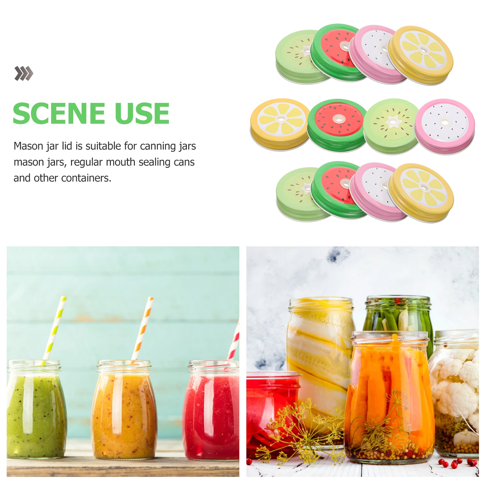 

20pcs Pattern Mason Jar Lids Wide Mouth Metal Tinplate Straw Hole Covers Reusable Sealing Mason Jar Metal Lid Containers