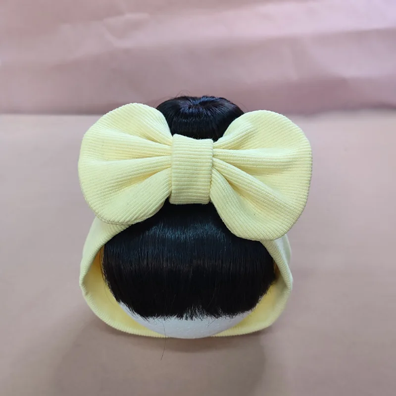 Hair Accessories Infant Baby Girl Bow Bun Wig Hat Patchwork Rib Cotton Elastic Newborn Children Headband for Kids Girls Headwear