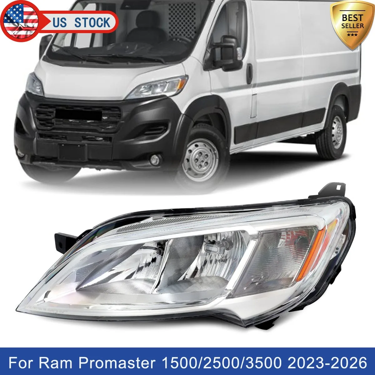 

Левая фара (галогенная) для Ram ProMaster EV 1500 2500 3500 2023-2026, левая сборка, для водителя
