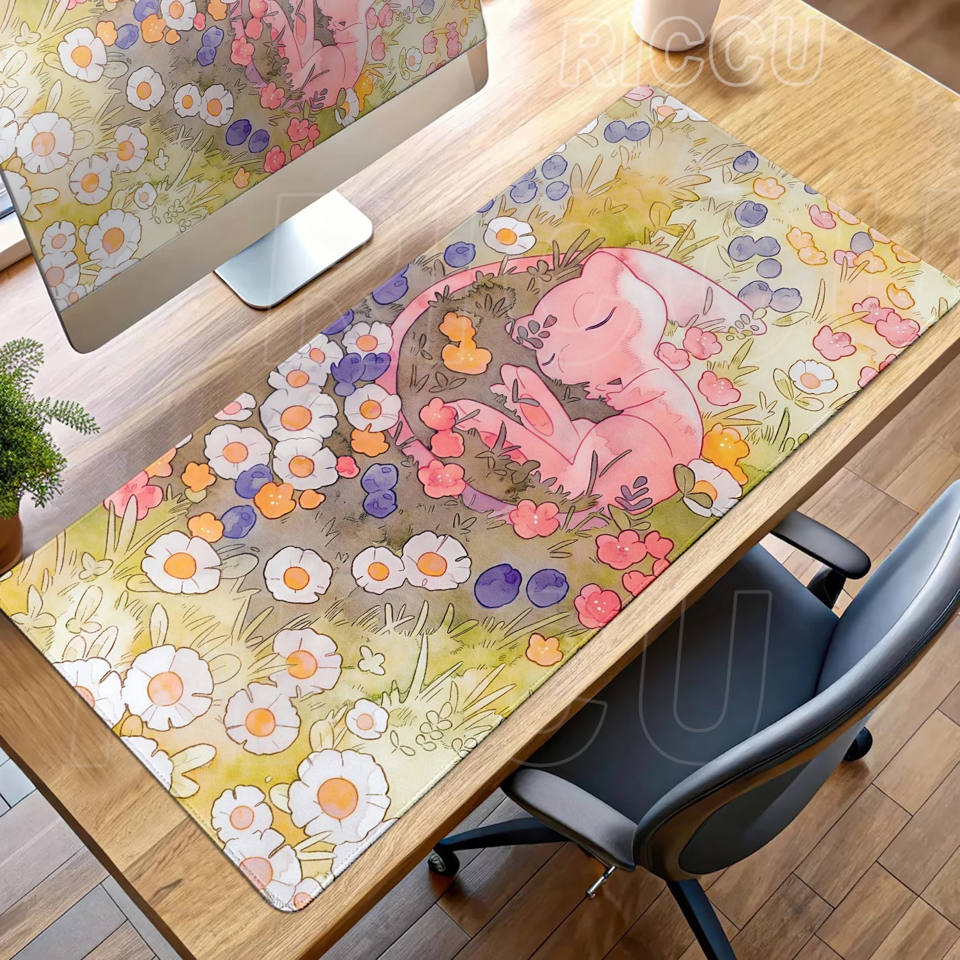 Gaming-Mauspad, große Gummi-Tastatur-Schreibtischunterlage, rutschfeste Gamer-Spielmatte, Laptop-PC-Zubehör, Teppich, Mewtwo P-Pokemon-Mauspad