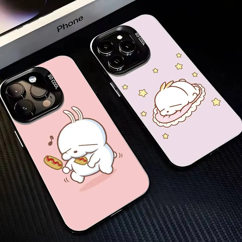 

K-Korea Cute MashiMaro Phone Case For iPhone 16,15,14,13,12,11,Mini,Pro,MAX Black Matte Shockproof Cover