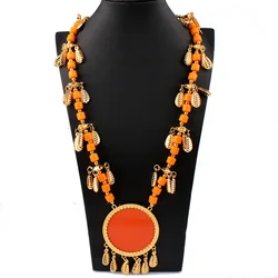 Kurish Girls Beads Necklace Handmade Pendant Necklace for Women Ethnic Chains Necklaces Middle East Wedding Jewelry