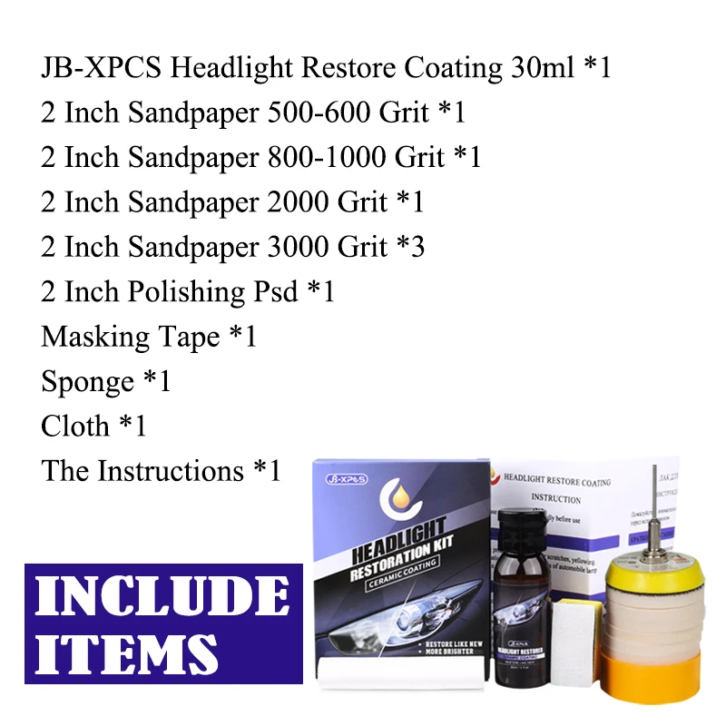 Car Headlight Restoration Kit Oxidative Yellowing Repair Liquid Polymer Refurbishment Lens Headlight Polishing 30ml